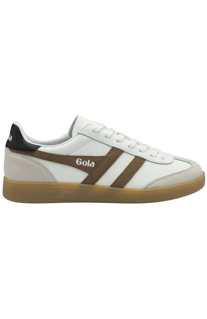 NEW GOLA men's viper leather sneakers in white/ tobacco/ evergreen/ gum